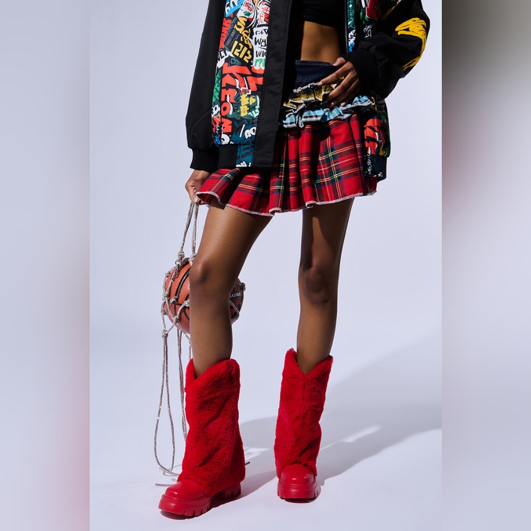 Azalea Wang | Fiesty Red Fur Bootie